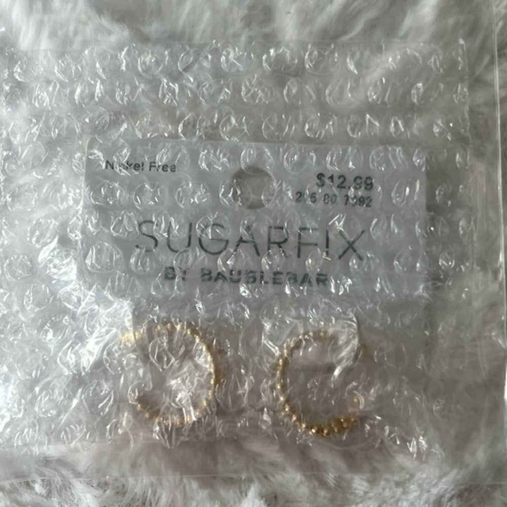 SUGARFIX‎ by BaubleBar Crystal Beaded Double Hoop Earrings - Gold NWT - Picture 5 of 9